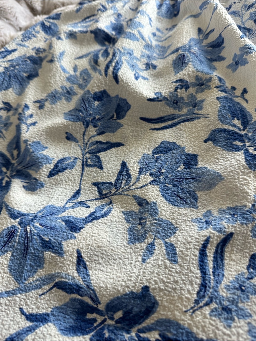Blue Floral Puff-Sleeve Midi Dress - Brand - Picture 3 of 4